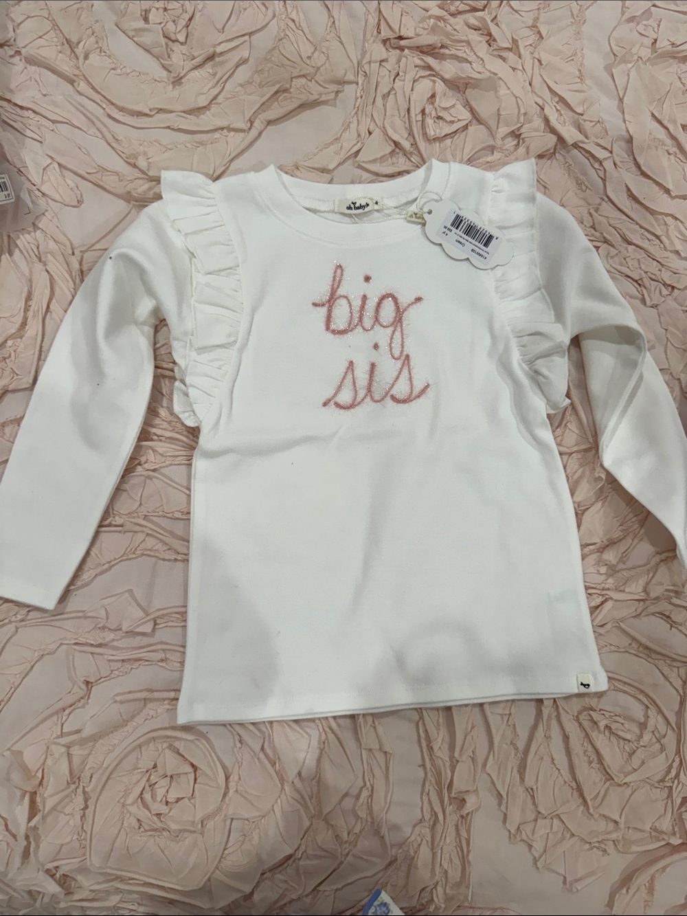 Big Sis Ruffle Long-Sleeve Tee - White